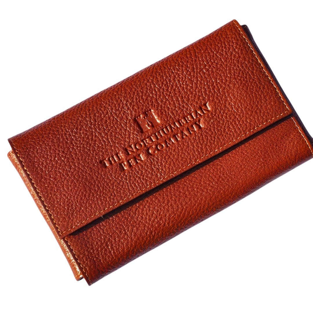 3 Pen Leather Flap Case Tan