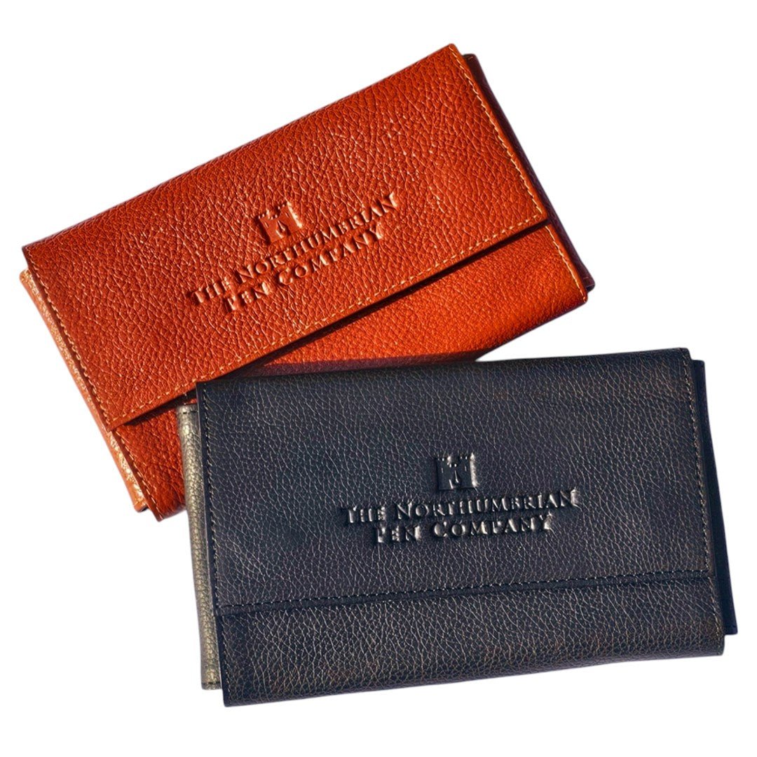 3 Pen Leather Flap Case Tan