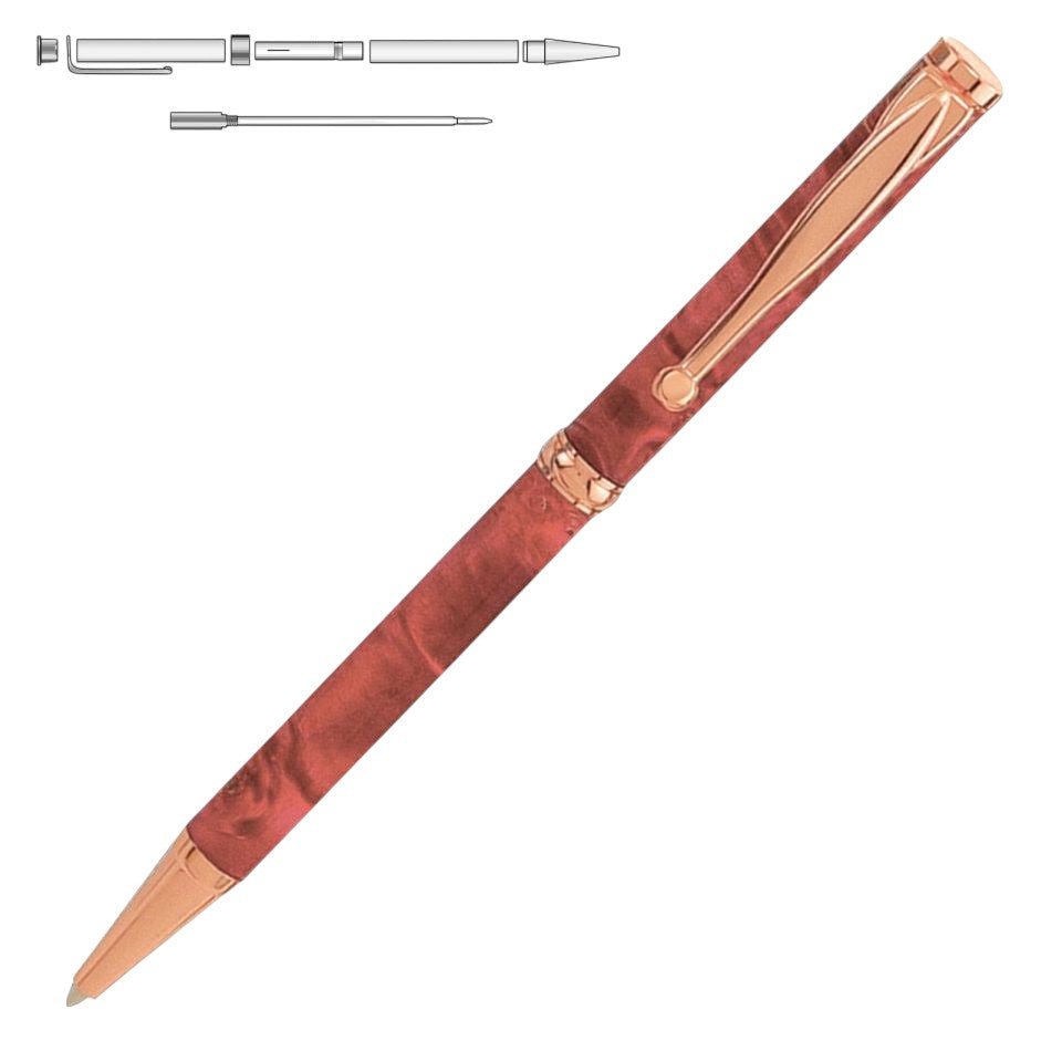Fancy Style 7mm Slimline Pen Kit Shiny Copper