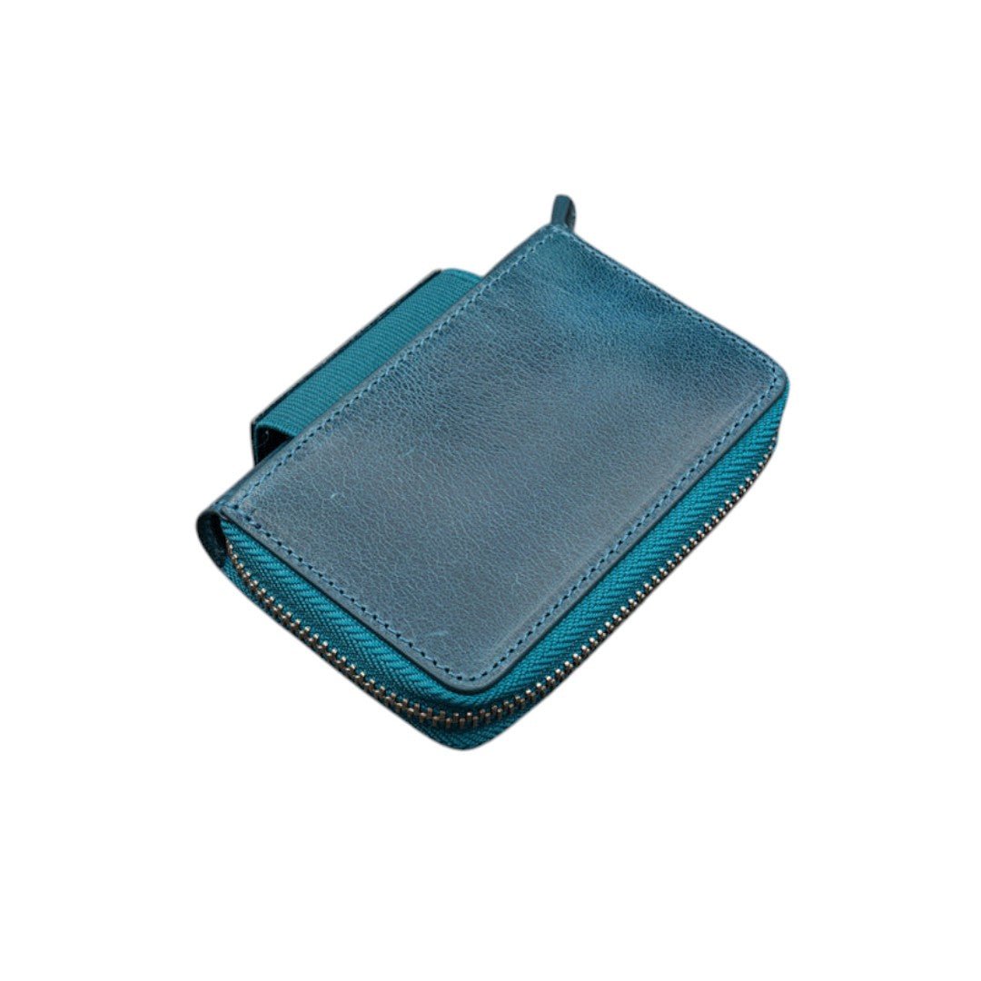 Galen EDC Leather Wallet Crazy Horse Ocean Blue