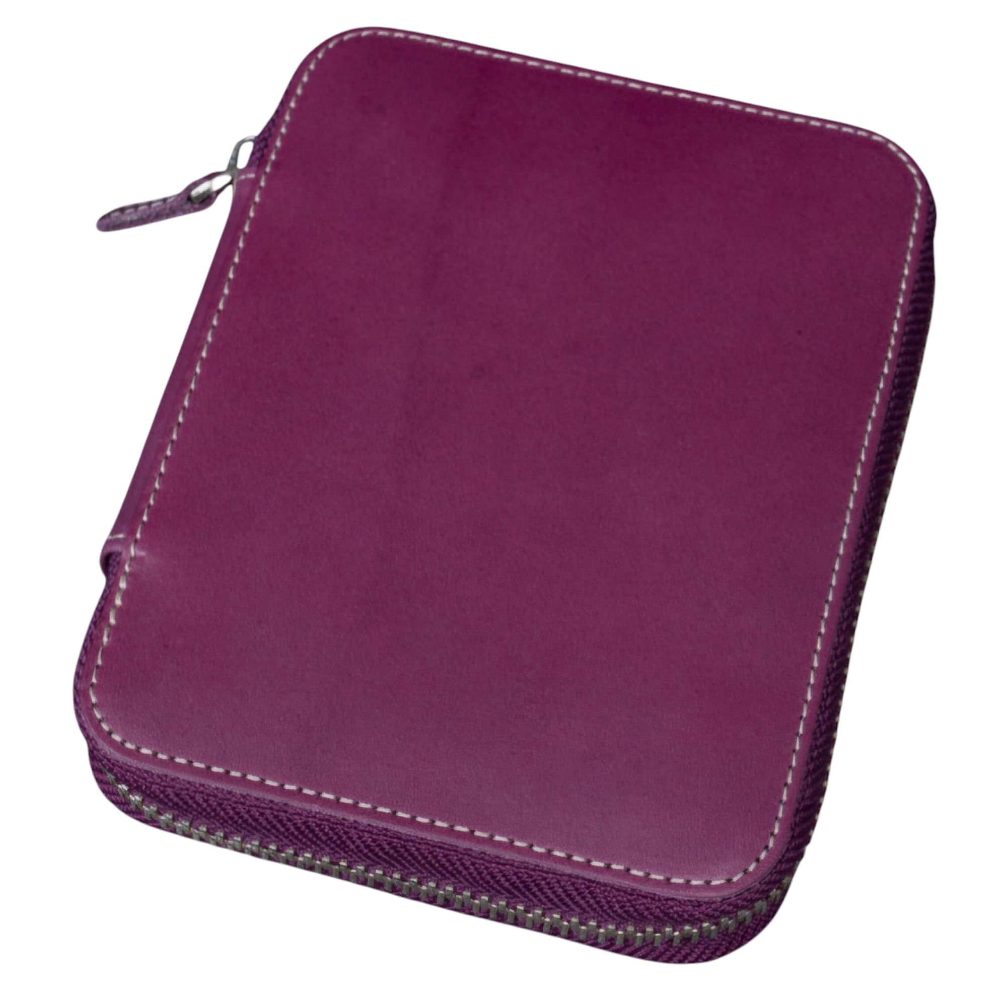 Galen Leather Zippered 10 Slots Pen Case Purple