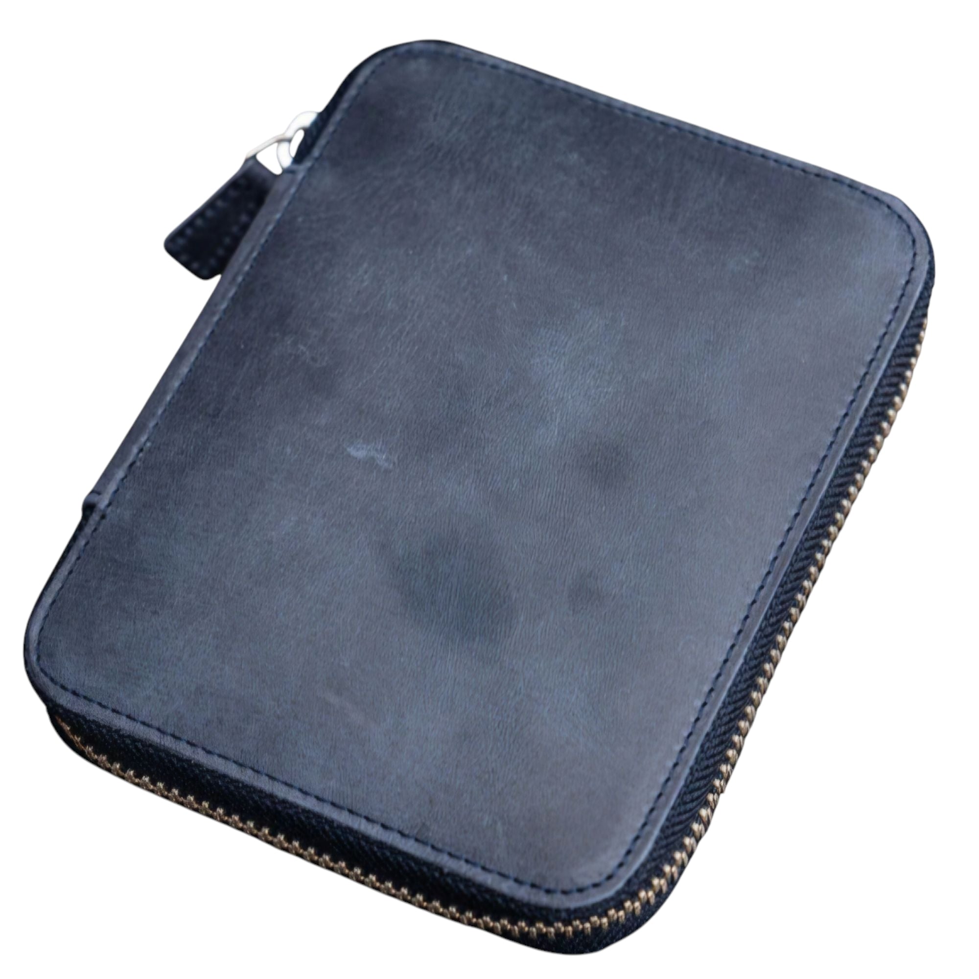 Galen Leather Zippered 10 Slots Pen Case Blue