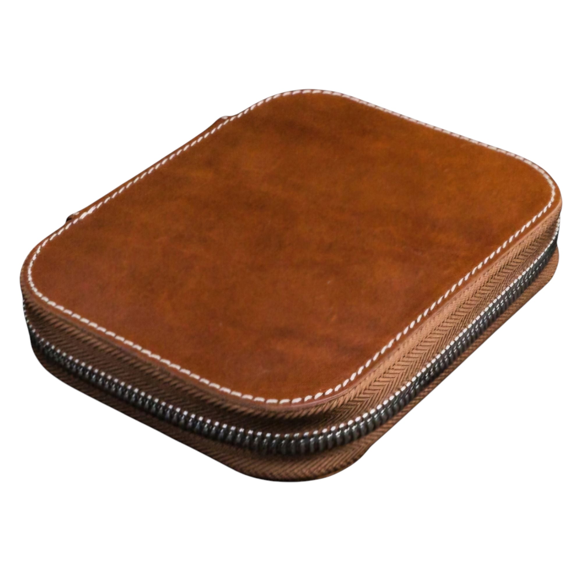 Galen Leather Zippered 10 Slots Pen Case Brown