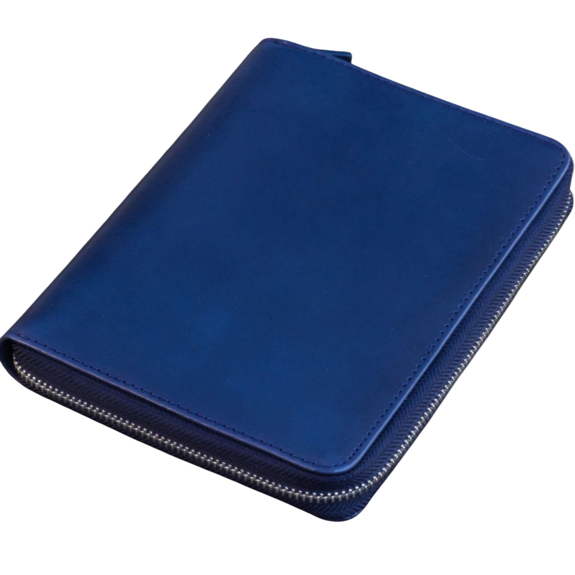 Galen leather Zippered 5 Slots Pen Case Blue