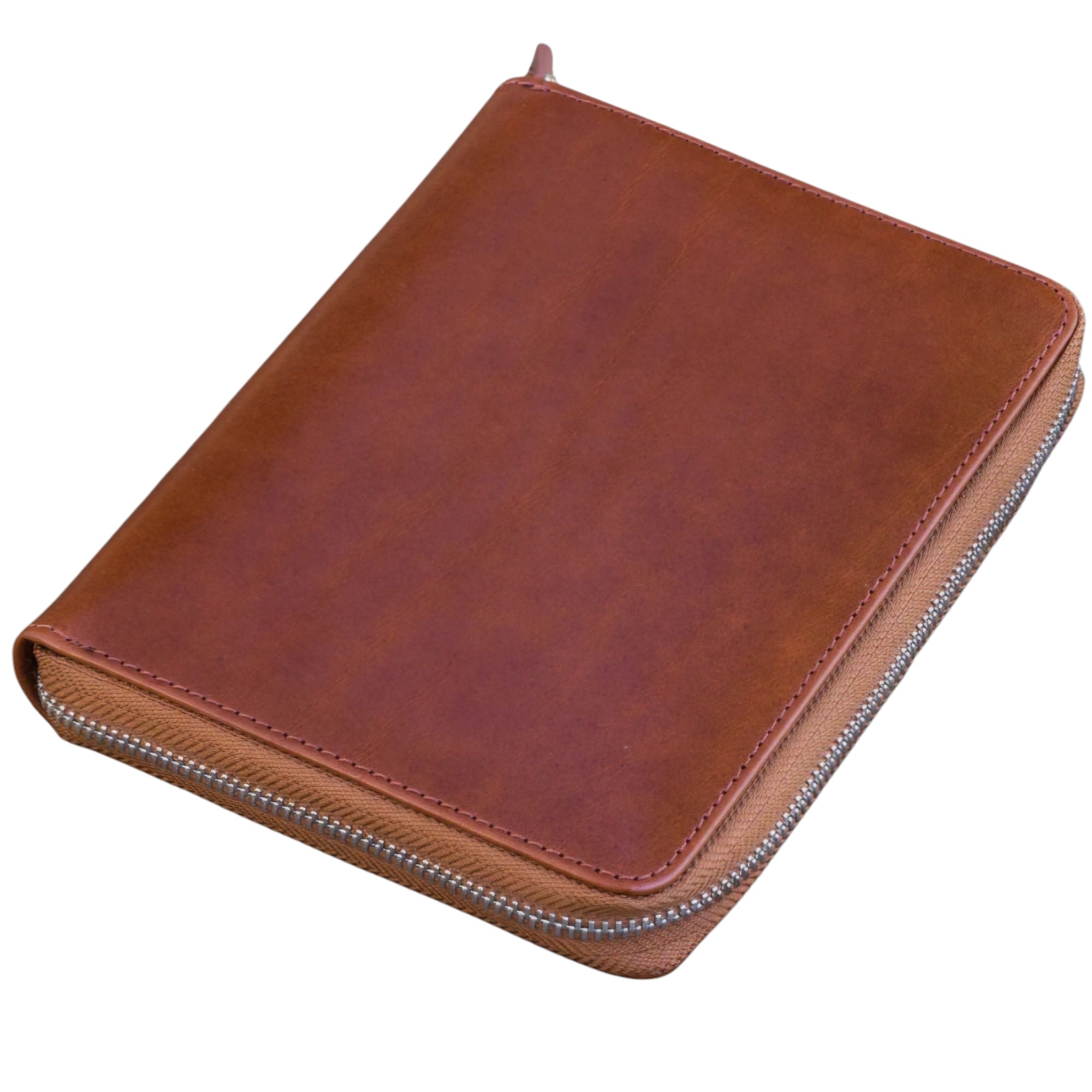 Galen leather Zippered 5 Slots Pen Case Brown
