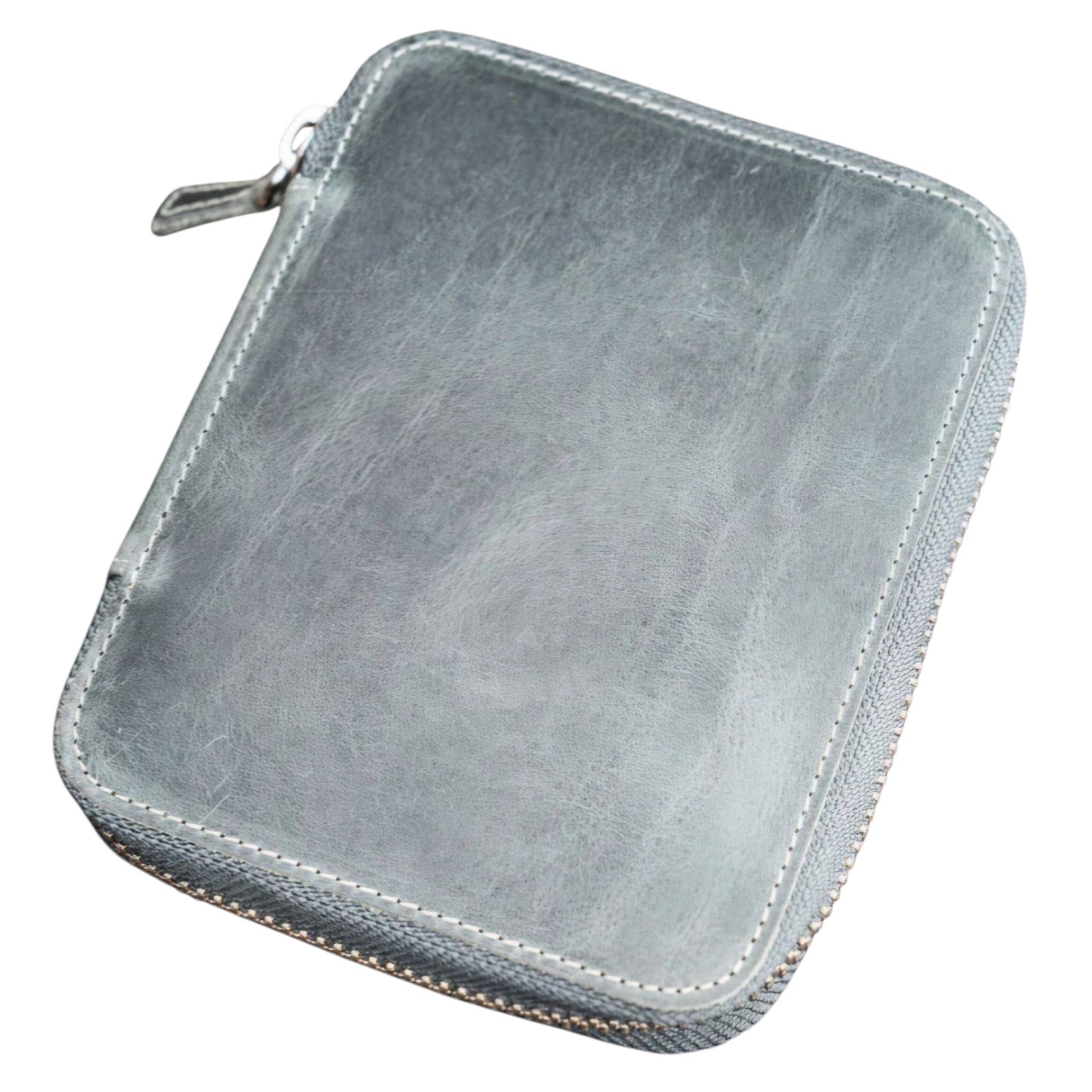 Galen leather Zippered 5 Slots Pen Case Smoke