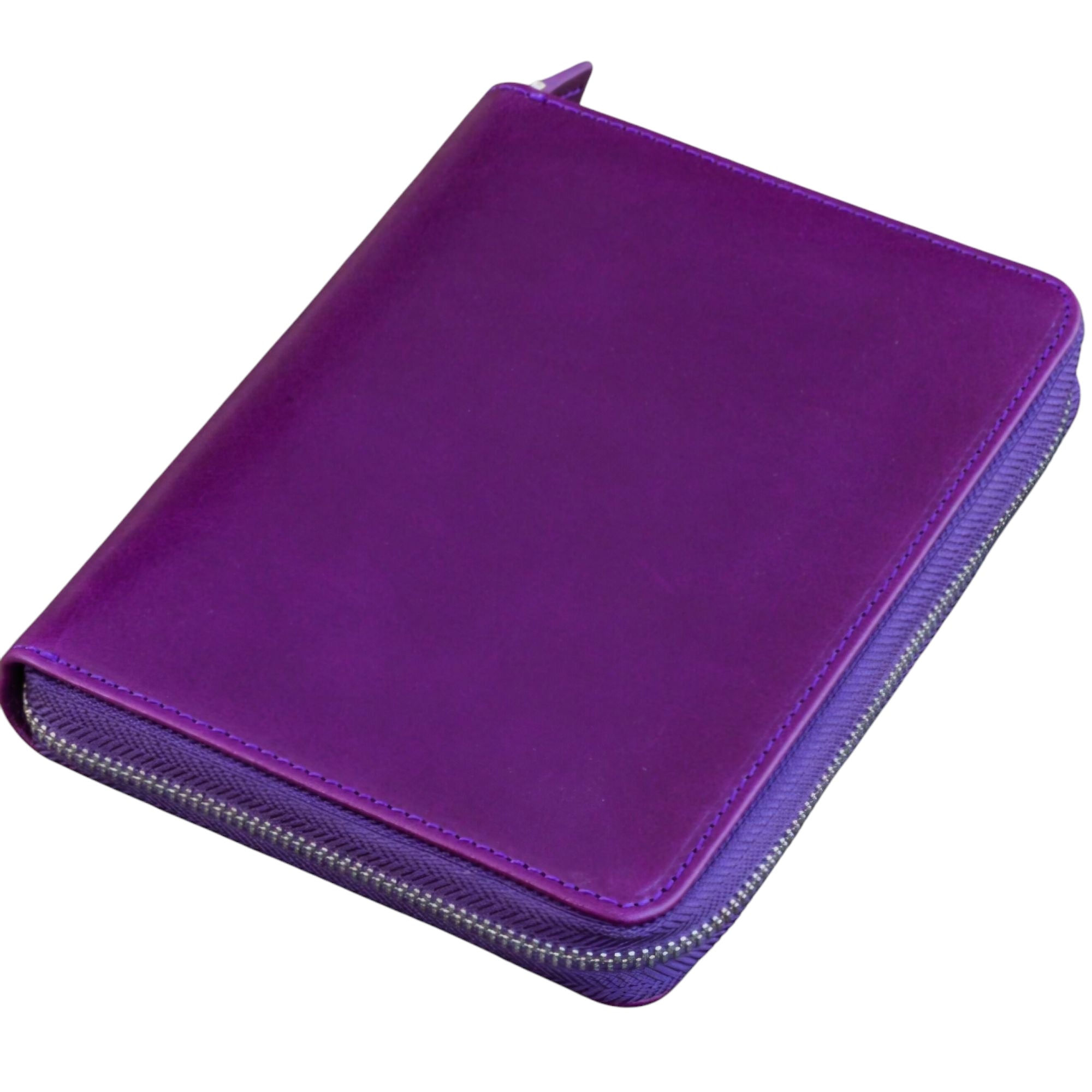 Galen leather Zippered 5 Slots Pen Case Purple