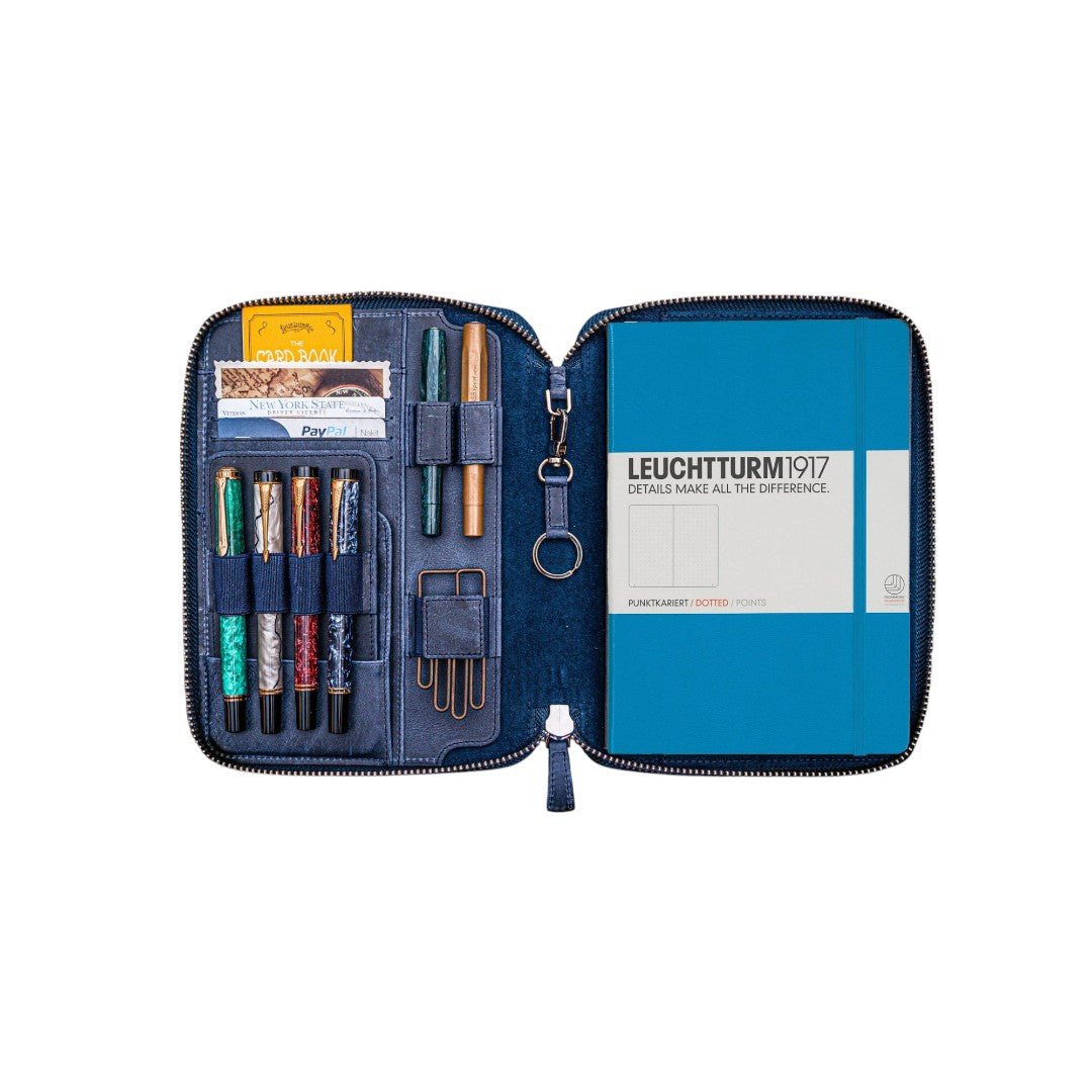 Galen Leather Zippered A5 Leuchtturm1917 Notebook Folio Crazy Horse Blue