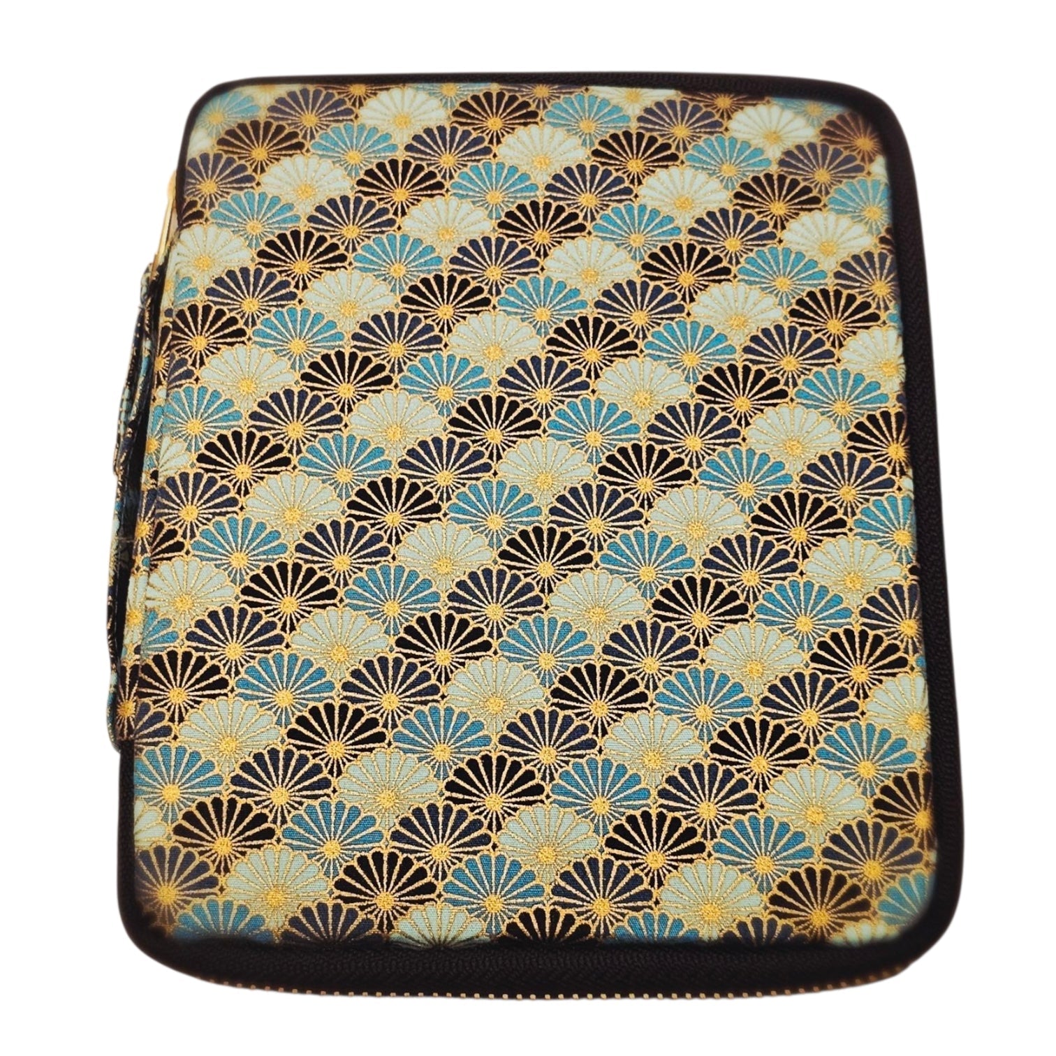 Kyokuhaku Zippered 10_Pen Case Seigaiha Blue