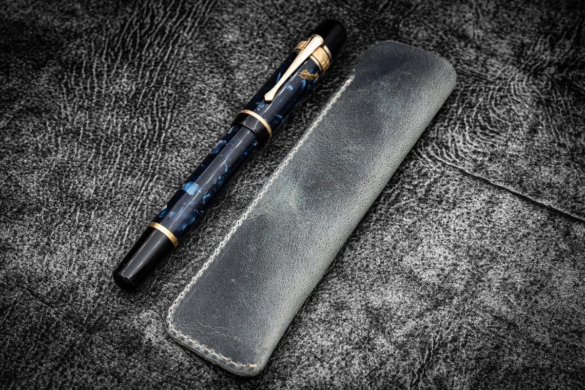 Galen Leather Single Fountain Pen Sleeve Smoke