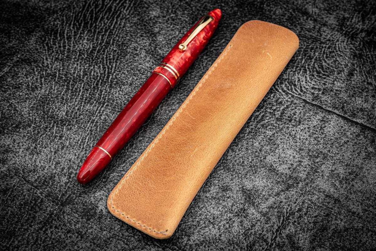 Galen Leather Single Fountain Pen Sleeve Crazy Horse Honey Ochre