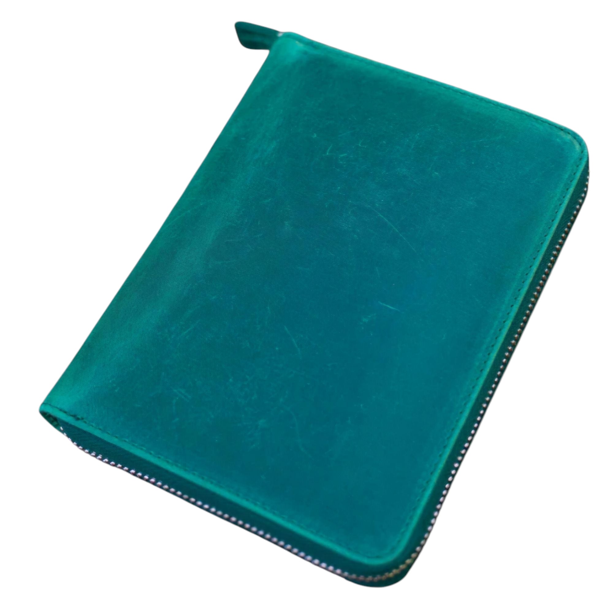 Galen leather Zippered 5 Slots Pen Case Forest Green