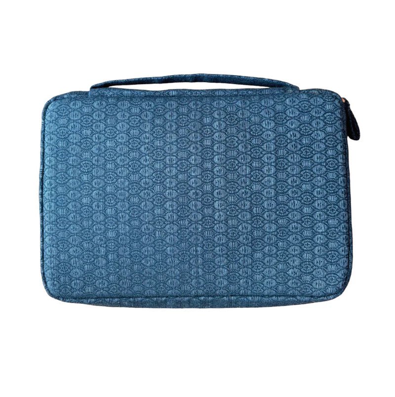 Kyoku Haku Zippered 20 _Pen Case Gray Blue Cotton