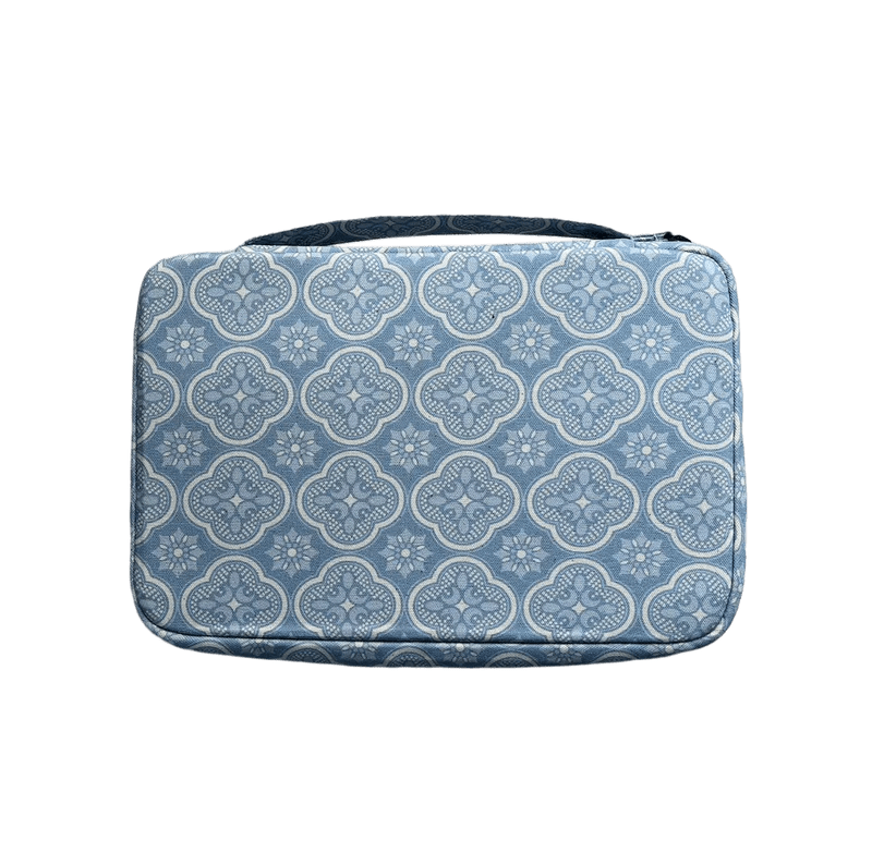 Kyoku Haku Zippered 20 _Pen Case Begonia Flowers Sky Blue
