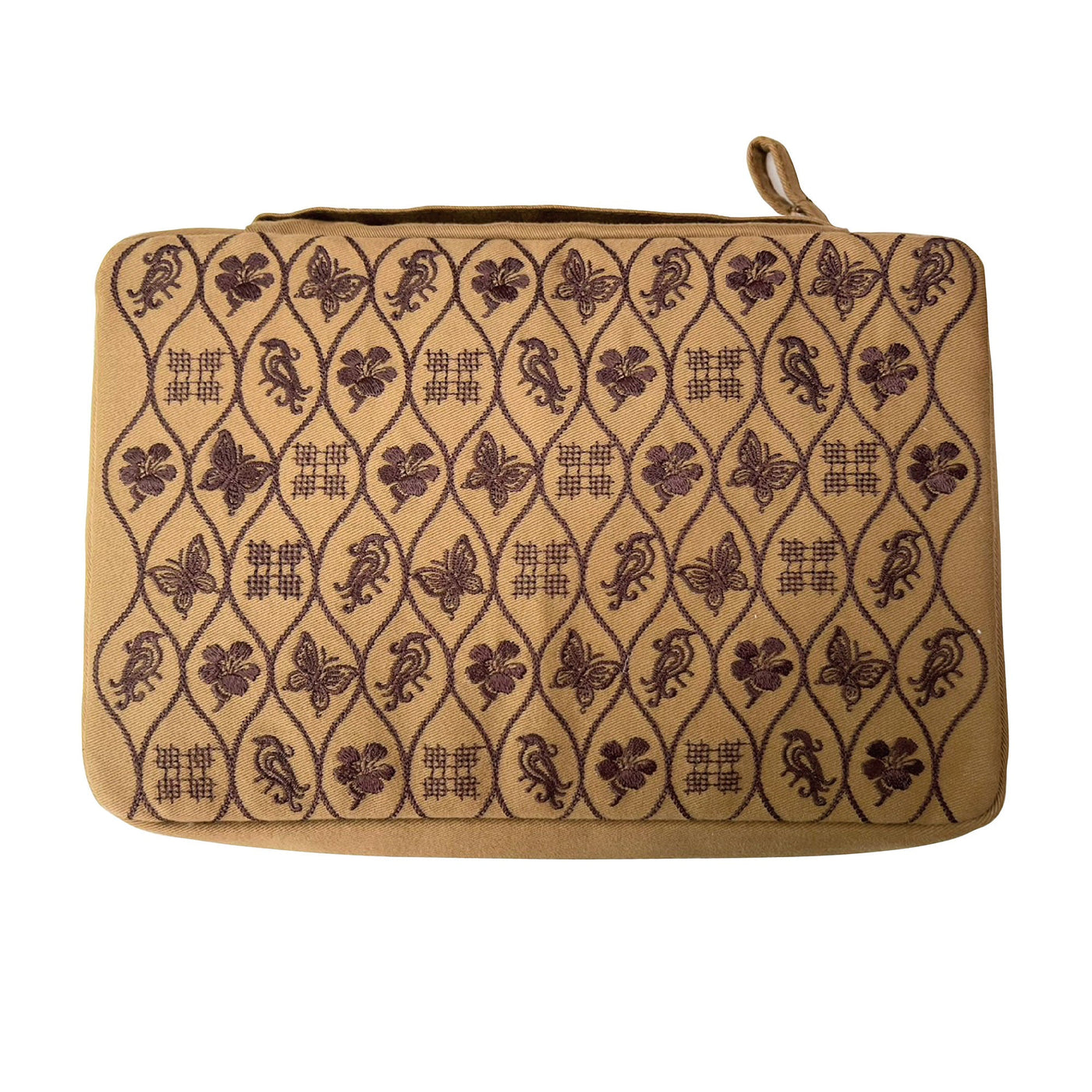 Kyoku Haku Zippered 20 _Pen Case Kyoku Haku Embroidered Brown