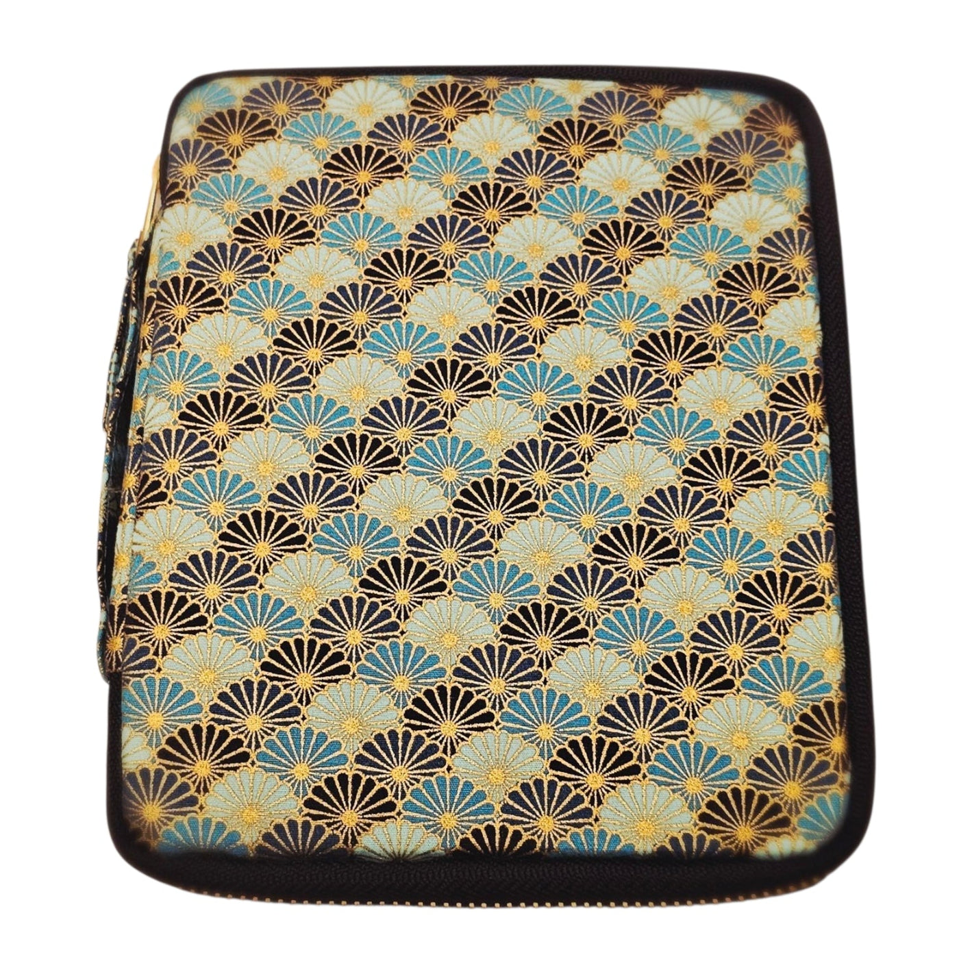 Kyokuhaku Zippered 10_Pen Case Seigaiha Blue