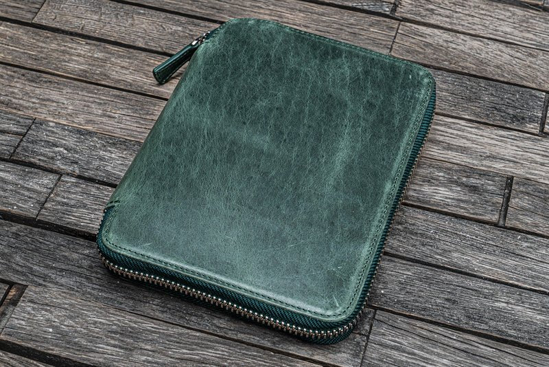 Leather Zippered B6 / B6 Slim Planner Folio Crazy Horse Forest Green