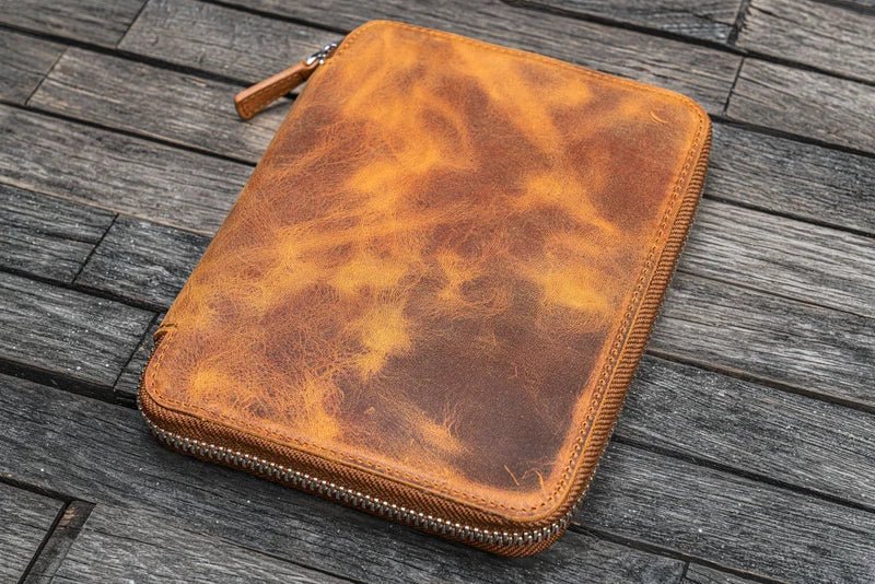 Leather Zippered B6 / B6 Slim Planner Folio Crazy Horse Brown