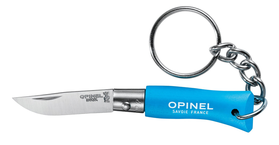 Opinel N°02 Colorama Non Locking Keyring Knife Cyan Blue